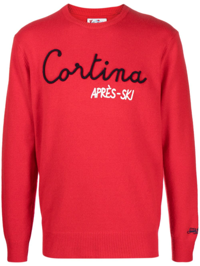 Shop Mc2 Saint Barth Cortina Aprã¨s Ski Embroidery Sweater In Red