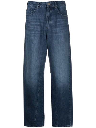 Shop Emporio Armani Baggy Denim Jeans In Blue