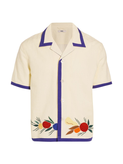 Shop Bode Men's Applique Fruit Bunch Short-sleeve Shirt In White Multi