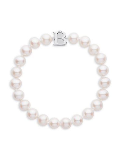 Shop Birks Women's Sterling Silver & Freshwater Pearls Bracelet In White Gold