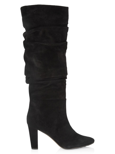 Shop Manolo Blahnik Women's Calassohi 90mm Slouchy Suede Knee-high Boots In Black