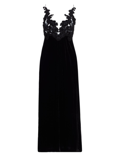 Shop Zimmermann Women's Sensory Embroidered Velvet Slipdress In Black