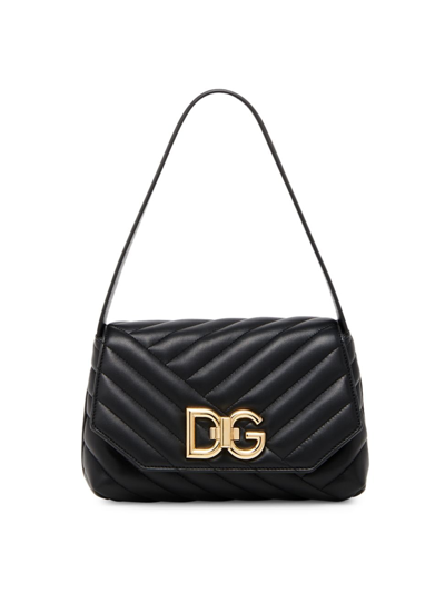 Shop Dolce & Gabbana Women's Metalassé Leather Shoulder Bag In Nero