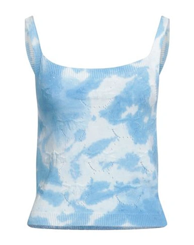 Pinko Woman Top Light Blue Size M Viscose, Acrylic, Polyester In Blue