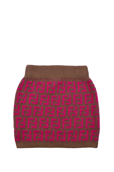 Shop Fendi Knitted Skirt In Brown