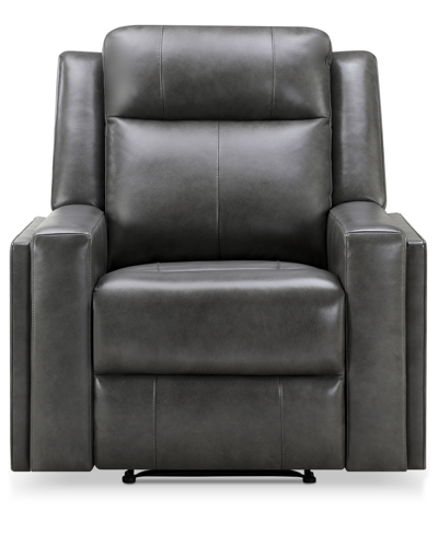 Shop Abbyson Living Rhodes 37.5" Top-grain Leather Manual Recliner In Gray