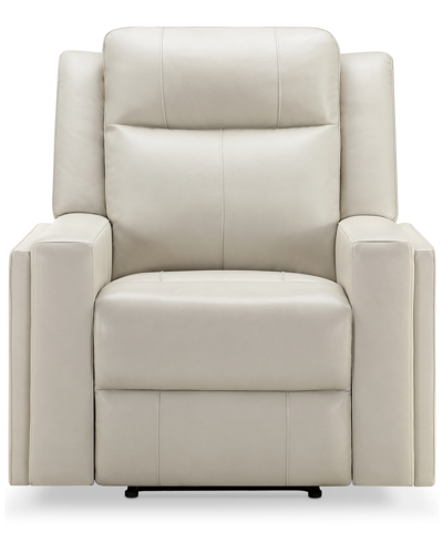 Shop Abbyson Living Rhodes 37.5" Top-grain Leather Manual Recliner In Ivory