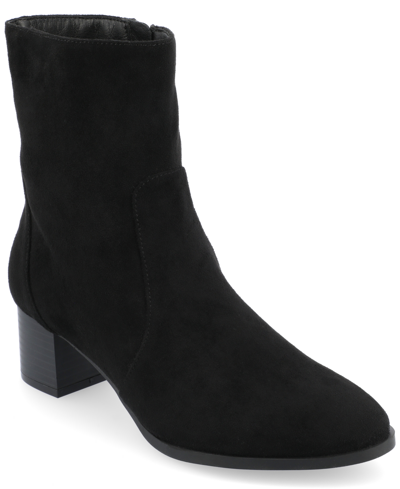 Journee Collection Women's Hayven Block Heel Almond Toe Booties In Black