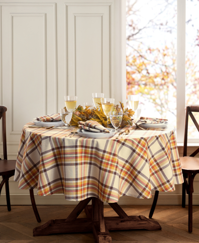 Elrene Russet Harvest Woven Plaid Tablecloth, 60" X 84" Oval In Multi