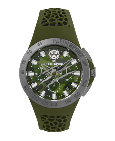 Shop Plein Sport Men's Thunderstorm Chrono Green Silicone Strap Watch 43mm