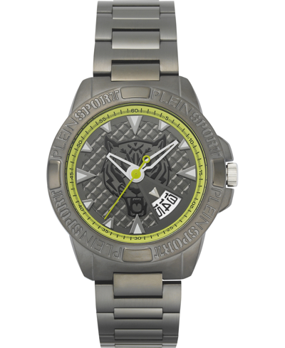 Shop Plein Sport Men's Touchdown Gray Stainless Steel Bracelet Watch 44mm