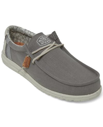 Shop Hey Dude Men's Wally Break Stitch Casual Moccasin Sneakers From Finish Line In Gray