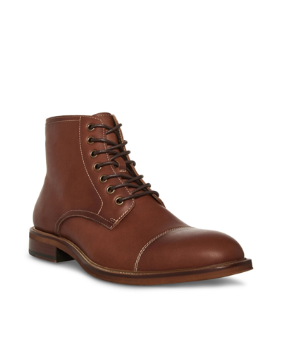 Shop Steve Madden Men's Hodge Lace-up Boots In Tan Leather