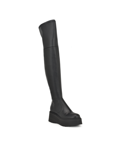 Shop Nine West Women's Geton Over The Knee Platform Casual Boots In Black