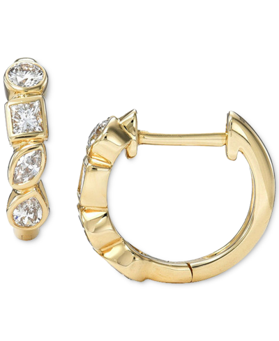Shop Zoe Lev Diamond Multi-cut Small Hoop Earrings (1/3 Ct. T.w.) In 14k Gold, 0.5"