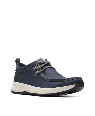 Shop Clarks Men's Collection Wellman Moc Leather Lace Up Shoes In Navy Leather