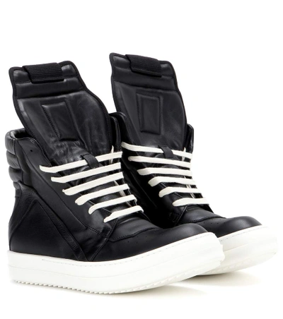 Rick Owens Geobasket Leather High-top Trainers In Black