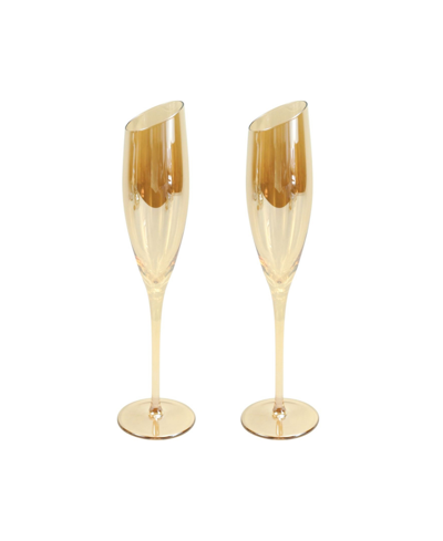 Shop Jeanne Fitz Slant Champagne Glasses, Set Of 2 In Gold