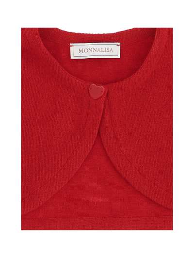 Monnalisa Red Cardigan For Girl In Ruby Red