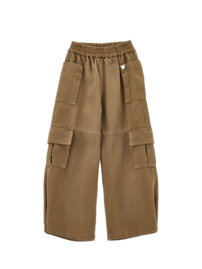 Monnalisa Fluid Gabardine Trousers In Beige