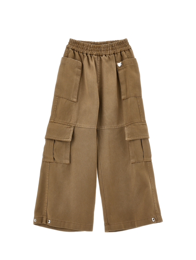 Monnalisa Fluid Gabardine Trousers In Beige