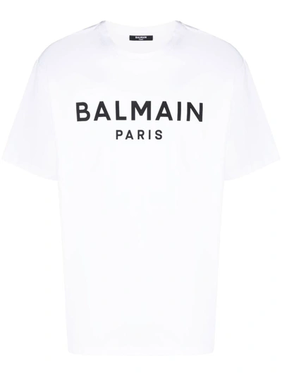 Shop Balmain Straight Fit Printed T-shirt Clothing In White