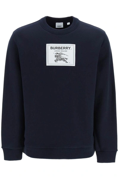 Shop Burberry Equestrian Knight Patch Sweatshirt In Blue
