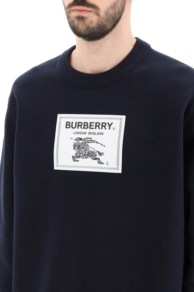 Shop Burberry Equestrian Knight Patch Sweatshirt In Blue
