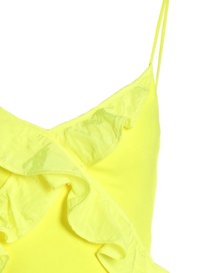 Shop David Koma 'crossbody & Open Leg Ruffle Detail' Dress In Yellow