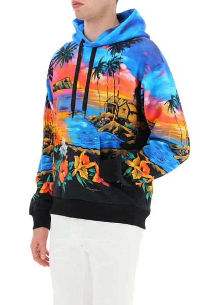 Shop Dolce & Gabbana Hawaii Print Hoodie In Multicolor