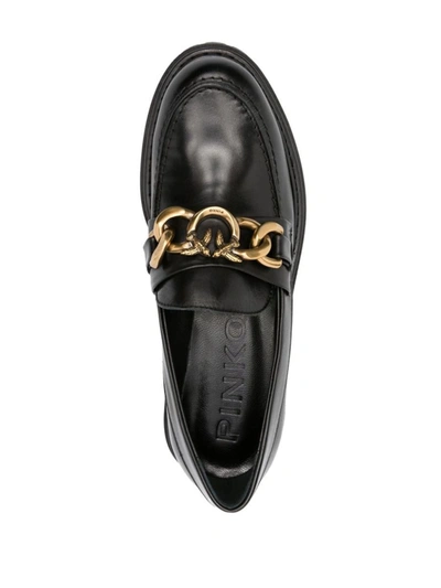 Shop Pinko Chain-detail Loafers In Black