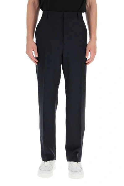 Shop Valentino Wool And Mohair Formal Trousers In Blue