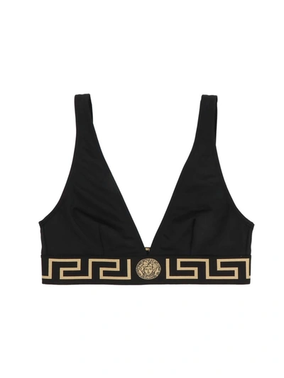 Shop Versace Top Bikini 'greca E Medusa' In Black