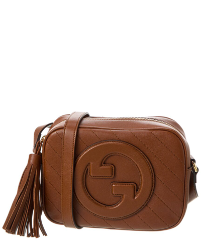 Shop Gucci Blondie Small Leather Shoulder Bag In Brown