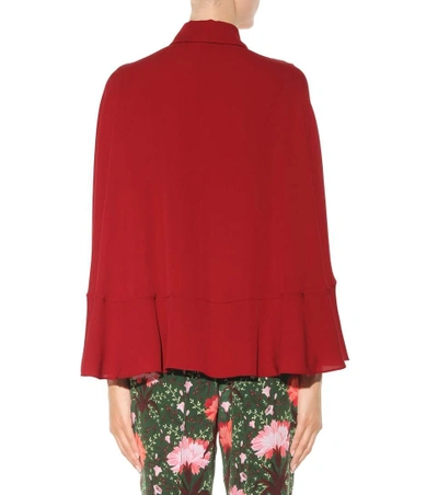 Shop Valentino Silk Cape Blouse In Red