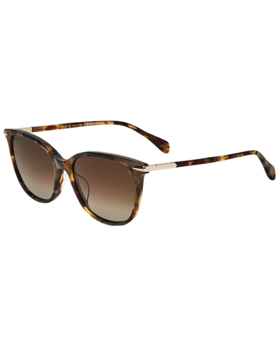 Shop Rag & Bone Women's Rnb1035 55mm Polarized Sunglasses In Brown