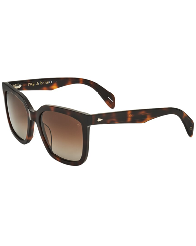 Shop Rag & Bone Unisex Rnb1018 56mm Polarized Sunglasses In Brown