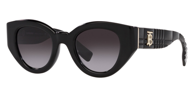 Shop Burberry Meadow Grey Gradient Oval Ladies Sunglasses Be4390 30018g 47 In Black / Grey