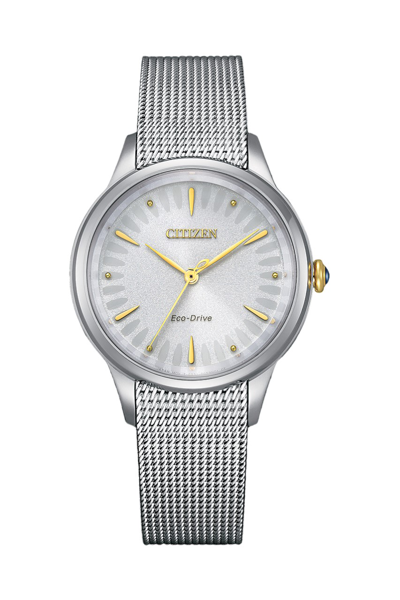Shop Citizen L Series Eco-drive Silver Dial Ladies Watch Em0814-83a In Gold Tone / Silver