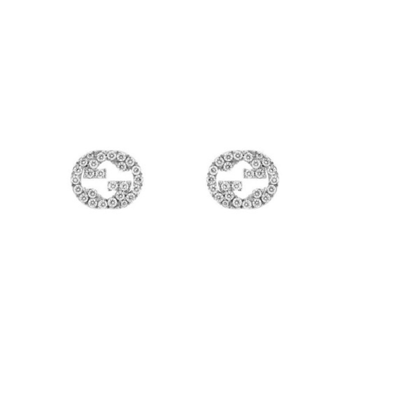 Shop Gucci Interlocking G 18ct White Gold 0.38ct Diamond Stud Earrings - Ybd729408003