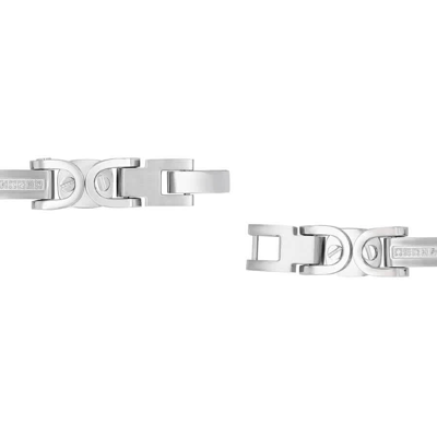 Shop Robert Alton 1/4ctw Diamond Stainless Steel Men's Link Bracelet In Silver-tone