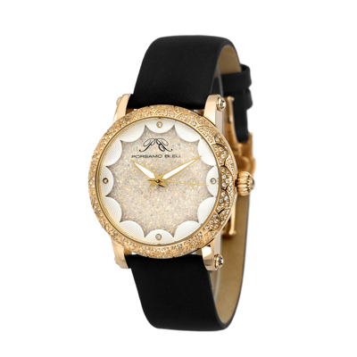 Shop Porsamo Bleu Genevieve Quartz White Dial Ladies Watch 681bgel In Black / Gold / Gold Tone / White / Yellow