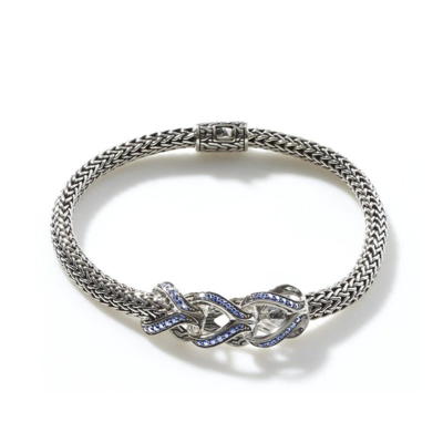 Shop John Hardy Classic Chain Asli Blue Sapphire Sterling Silver Bracelet - Bbs902404bspxum In Silver-tone