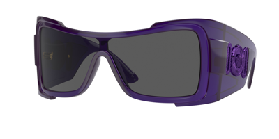 Shop Versace Dark Grey Irregular Ladies Sunglasses Ve4451 541987 27 In Dark / Grey / Purple