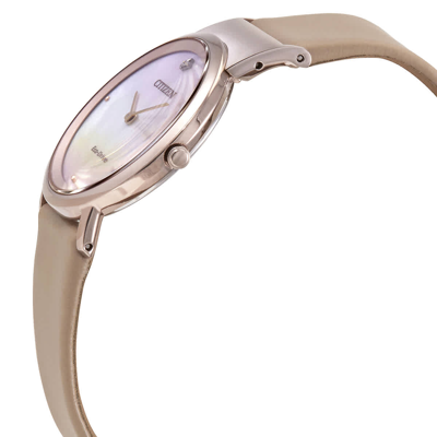 Shop Citizen White Mother Of Pearl Dial Ladies Watch Eg7073-16y In Beige / Gold / Gold Tone / Mother Of Pearl / Pink / White
