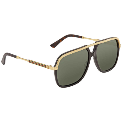 Shop Gucci Green Navigator Unisex Sunglasses Gg0200s 001 57