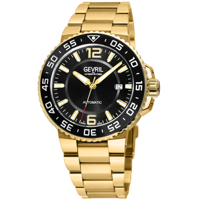 Shop Gevril Riverside Automatic Black Dial Mens Watch 46705 In Black / Gold Tone / Yellow