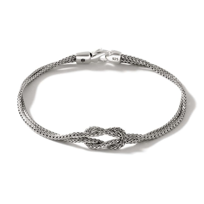 Shop John Hardy Classic Chain Manah Love Knot Double Row Sterling Silver Bracelet - Bu900776xum In Silver-tone