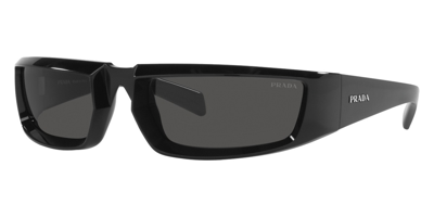 Shop Prada Dark Grey Wrap Mens Sunglasses Pr 25ys 1ab5s0 63 In Black / Dark / Grey