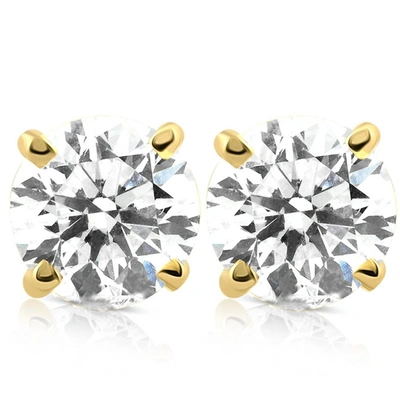 Pompeii3 1.50ct Lab Grown Diamond Studs 14k Yellow Gold Screw Backs In Multi